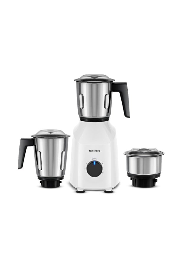 Atomberg Xiana 750 Watt Mixer Grinder | 3 Multipurpose Stainless Steel Jars | Coarse Mode for Silbatta-Like Textures | Powerful Intelligent Motor | Easy Fault LED Indication | Snow White - Image 1